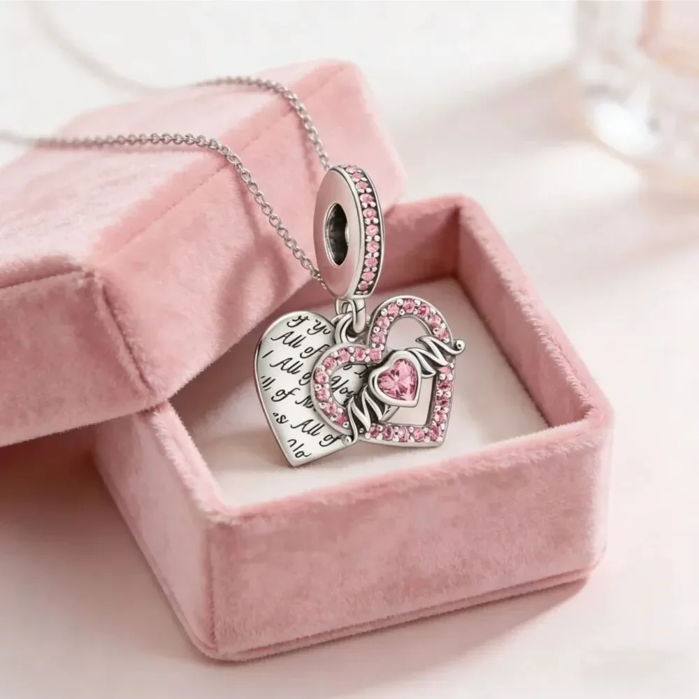 NWOT Mom Heart Pink Silver Pandora FIT Charm